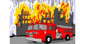 Drawing of Firetruck by Flowerpot