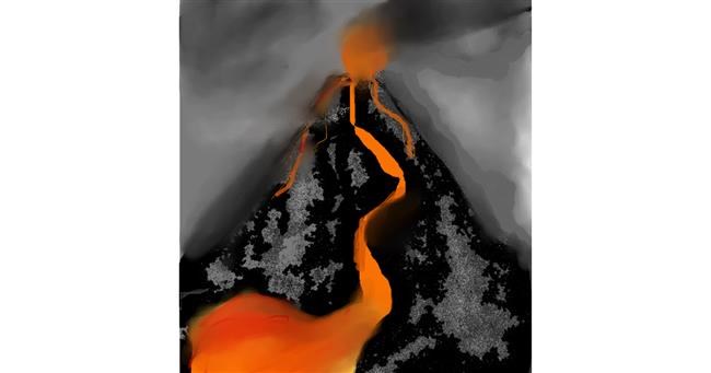 Drawing of Volcano by love