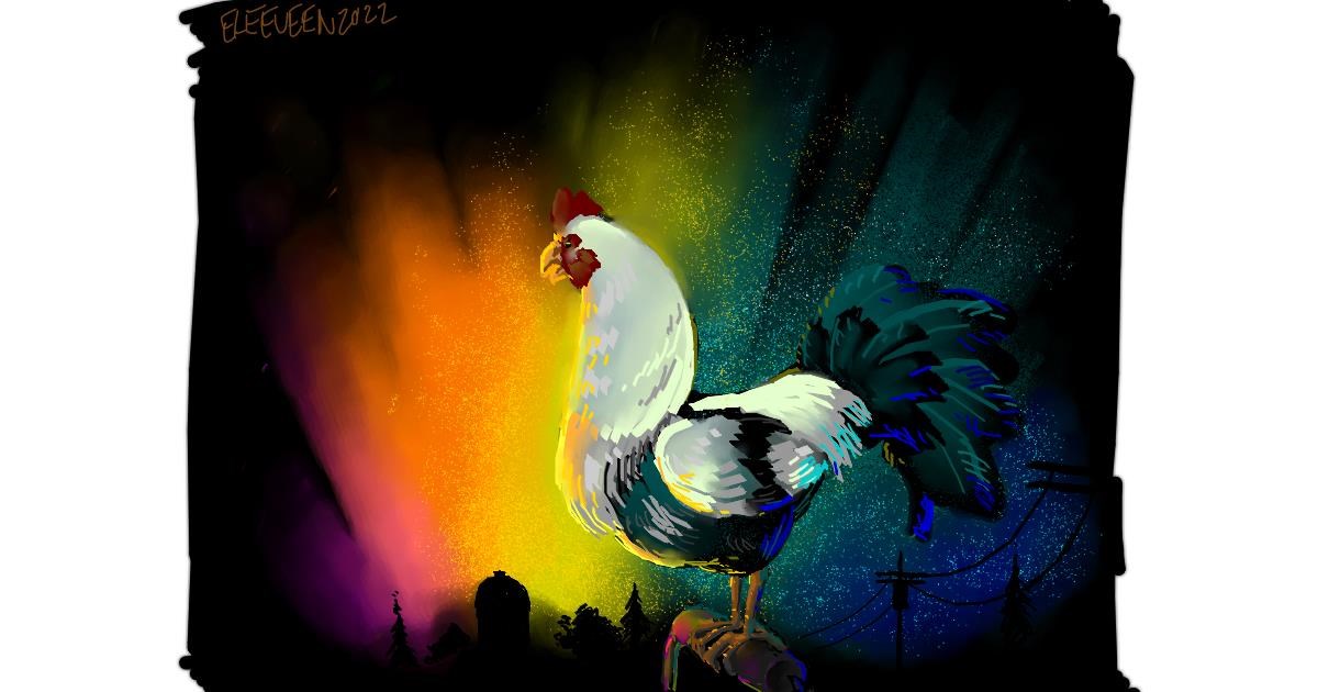 Drawing of Rooster by E
