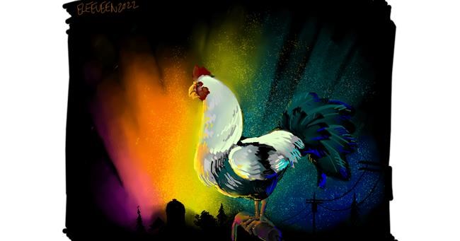 Drawing of Rooster by E