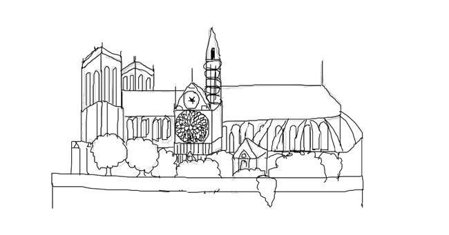 Drawing of Notre Dame by coconut