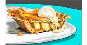 Drawing of Pie by flowerpot