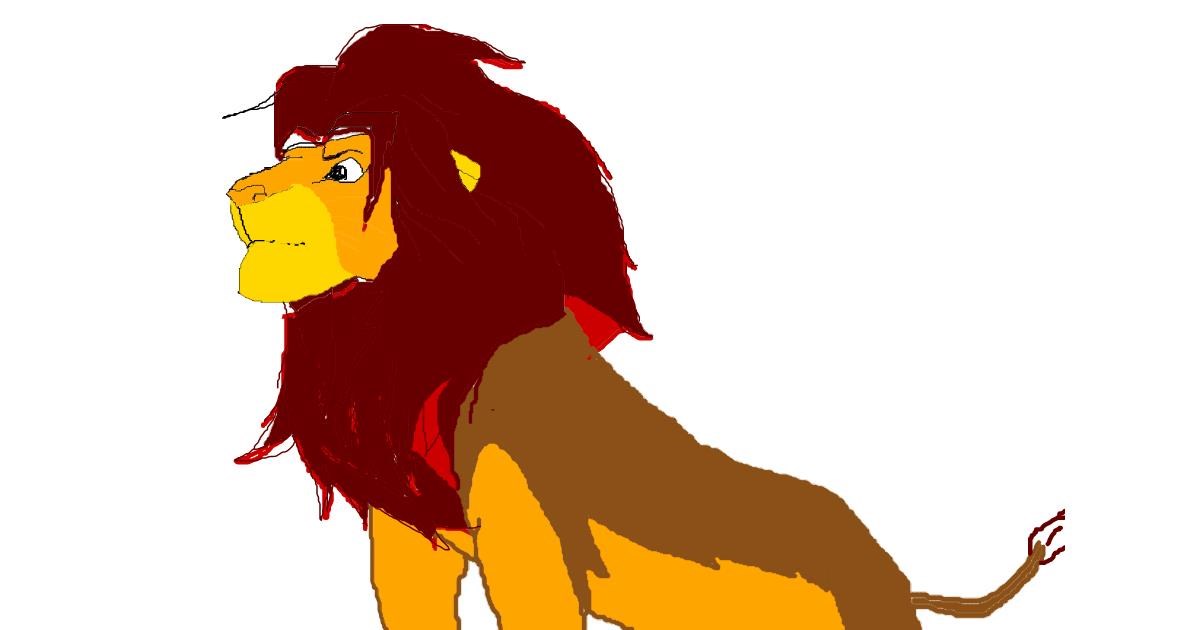 Drawing of Simba (Lion King) by lessafjks