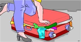 Drawing of Suitcase by Swimmer 