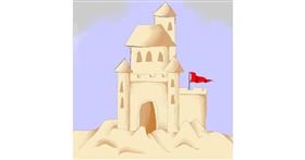 Drawing of Sand castle by Kunal