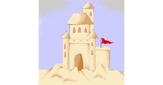 Drawing of Sand castle by Kunal