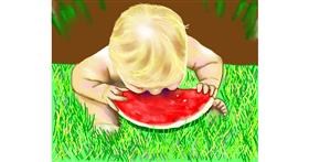 Drawing of Watermelon by Cec