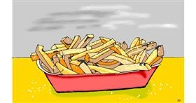 Pommes frittes-Zeichnung von flowerpot