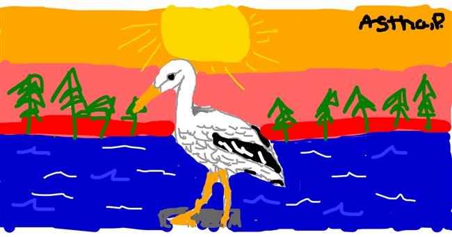 Drawing of Stork by Astha