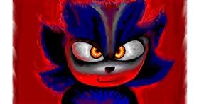Drawing of Sonic the hedgehog by flowerpot