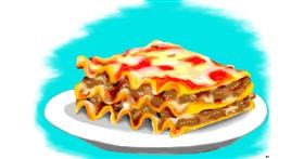 Drawing of Lasagna by flowerpot