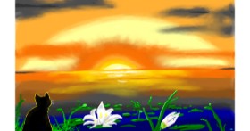 Drawing of Water lily by Flowerpot