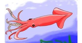 Drawing of Squid by flowerpot
