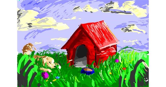 Drawing of Dog house by Monty