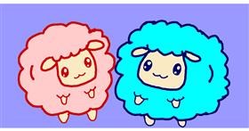 Drawing of Sheep by Rainbow