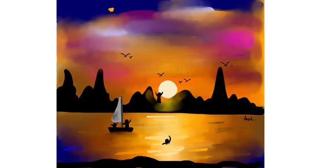 Drawing of Sailboat by Liz ᵕ̈