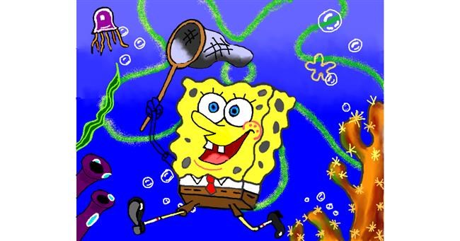 Drawing of Spongebob by Cec