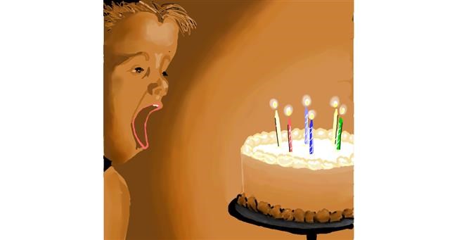 Drawing of Birthday cake by Joze