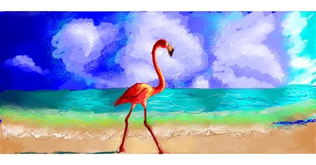 Drawing of Flamingo by Ebony Bones