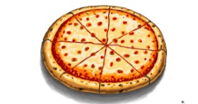 Drawing of Pizza by Flowerpot