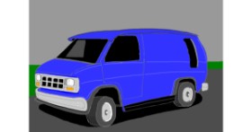 Drawing of Van by Flowerpot