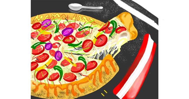 Drawing of Pizza by Yashi 🐢