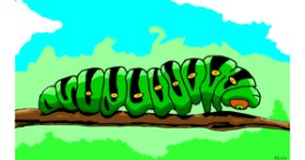 Drawing of Caterpillar by Flowerpot