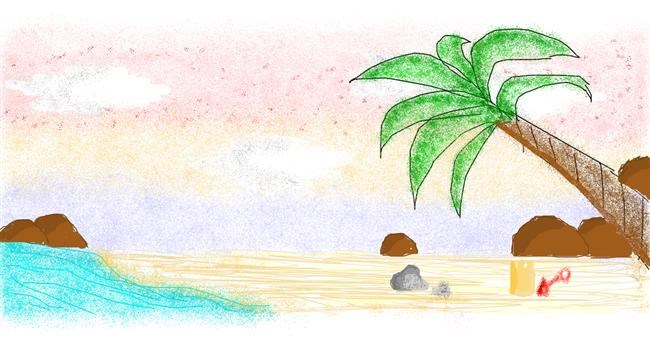 Drawing of Beach by coconut