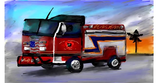 Feuerwehrauto-Zeichnung von Mia