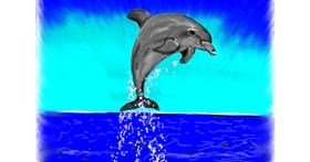 Drawing of Dolphin by flowerpot