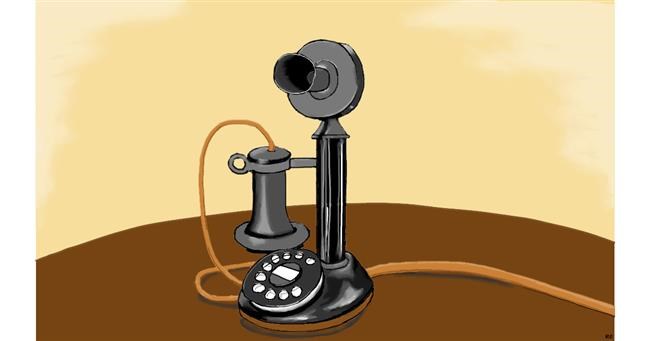 Drawing of Phone by flowerpot