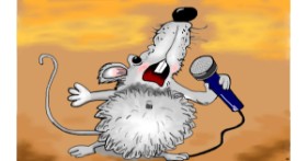 Drawing of Microphone by Flowerpot