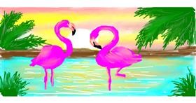 Drawing of Flamingo by Visay