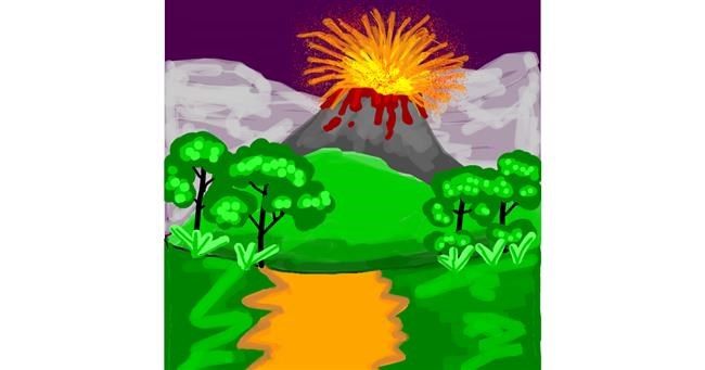 Drawing of Volcano by MaRi