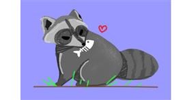 Drawing of Raccoon by Redd_Pandaii