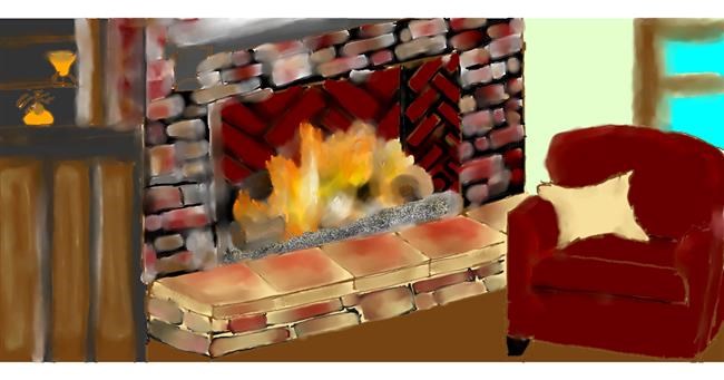 Drawing of Fireplace by Kim