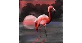 Drawing of Flamingo by Leah