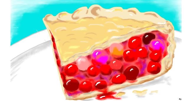 Drawing of Pie by flowerpot
