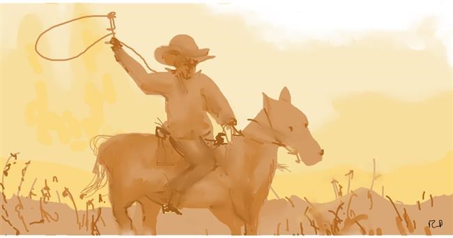 Drawing of Cowboy by Swimmer