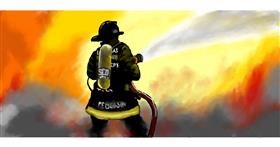 Drawing of Firefighter by Debidolittle