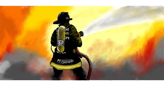 Drawing of Firefighter by Debidolittle