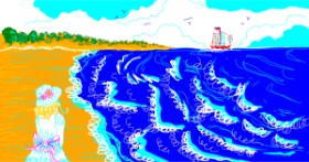 Drawing of Beach by Keira