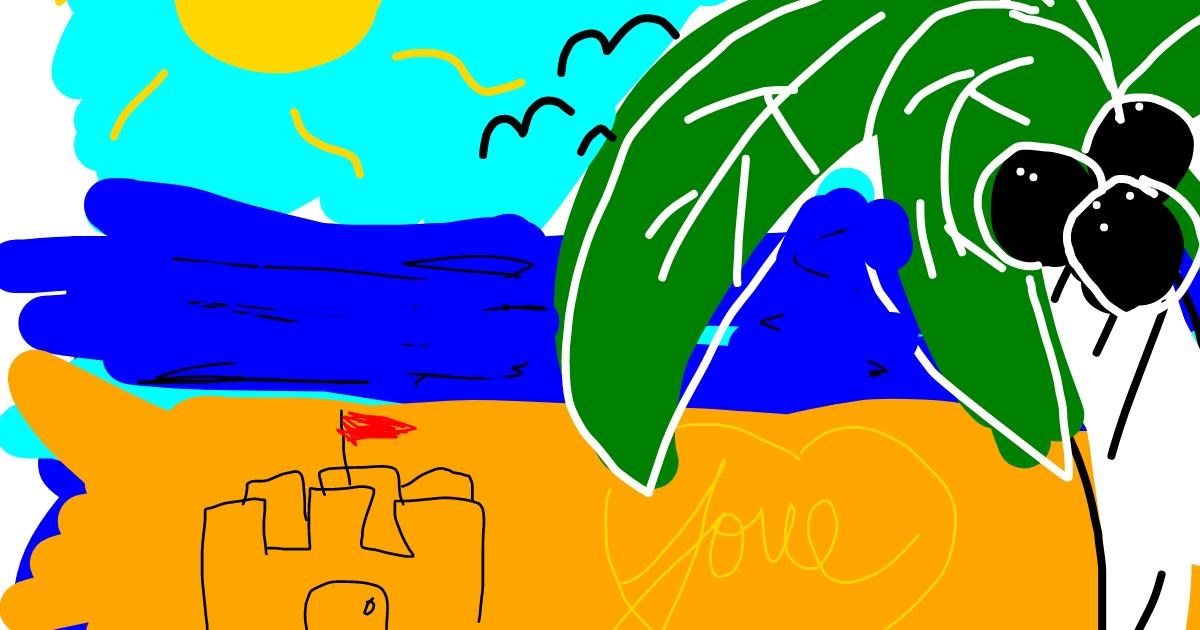 Drawing of Beach by That One Llama