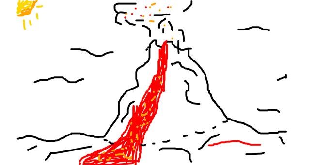 Drawing of Volcano by k
