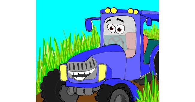 Drawing of Tractor by Snowy