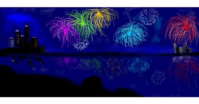 Drawing of Fireworks by Gillian