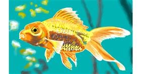 Drawing of Goldfish by flowerpot
