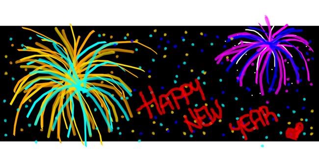Drawing of Fireworks by Laura