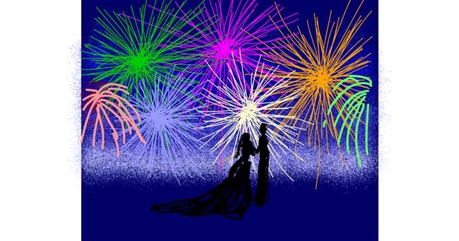 Drawing of Fireworks by Cherri