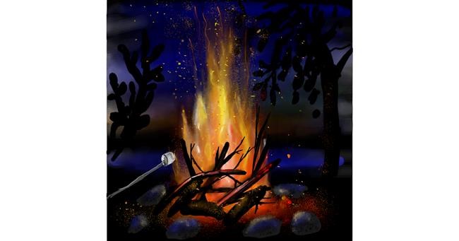 Drawing of Campfire by Leah